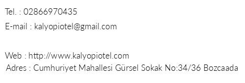 Kalyopi Hotel telefon numaralar, faks, e-mail, posta adresi ve iletiim bilgileri